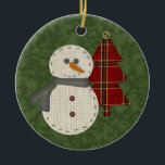 Land Snowman Ornament<br><div class="desc">Dit land Snowman Ornament is voorzien van een door de muis getrokken sneeuwman met een digitaal kunstweefsel dat op vulling lijkt.</div>