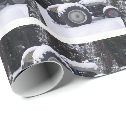 Land Snowy Boerderij Tractor Photo Wrapping Paper Cadeaupapier (Rol Hoek)