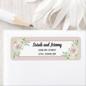 Land Soft Mauve Bloemen Waterverf Roos Bruiloft Etiket (Insitu)