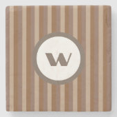 Land-stijl bruin gestreepte Monogram Stone Onderze Stenen Onderzetter (Voorkant)