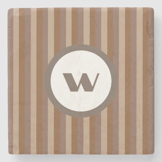 Land-stijl bruin gestreepte Monogram Stone Onderze Stenen Onderzetter (Voorkant)