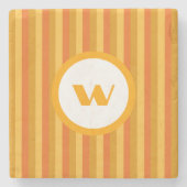 Land-stijl Sinaasappel gestreept monogram Stenen Onderzetter (Voorkant)