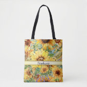 Land stijl Waterverf Zonnebloemen Tote Bag (Voorkant)