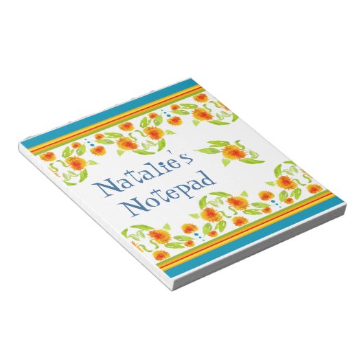 Land Style Marigolds Border Notitieblok of Jotter (Schuin)