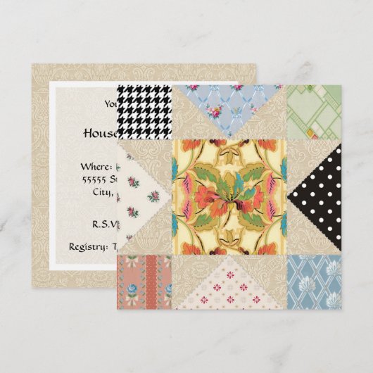  land Style Quilt Housewarming Party Kaart (Voorkant / Achterkant)
