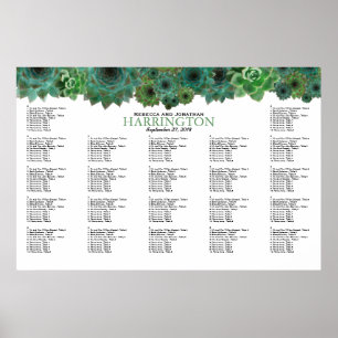 Land Succulents Border Wedding Sezing Chart Poster