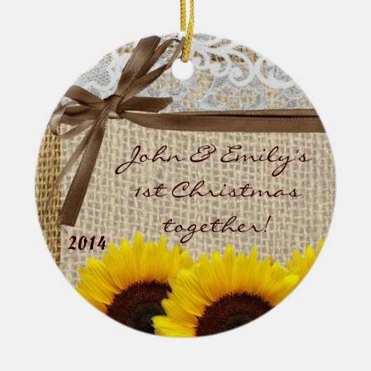 Land Sun Flower Burl Personalized Name Ornament (Voorkant)