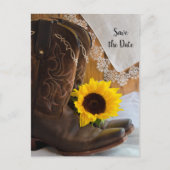 Land Sunflower and Lace Wedding Save the Date Aankondigingskaart (Voorkant)