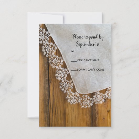 Land Sunflower and Lace Western Wedding RSVP (Achterkant)