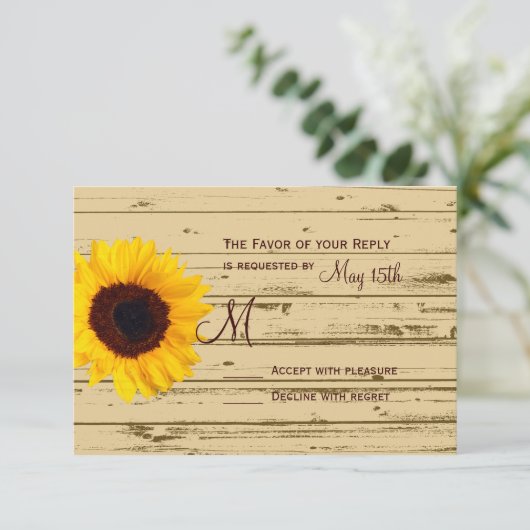 Land Sunflower Barn Rustic Wedding RSVP-kaarten RSVP Kaartje (Staand voorkant)