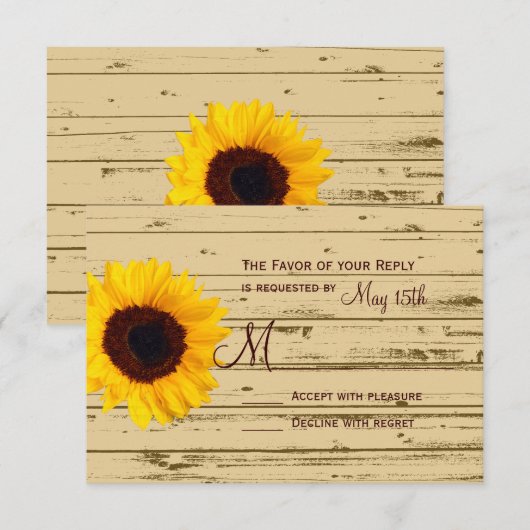 Land Sunflower Barn Rustic Wedding RSVP-kaarten RSVP Kaartje (Voorkant / Achterkant)