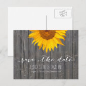 Land Sunflower Barn Wood Weddenschap Save the Date Aankondigingskaart (Voorkant / Achterkant)