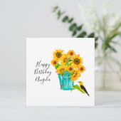 Land Sunflower Bouquet Birthday Kaart (Staand voorkant)