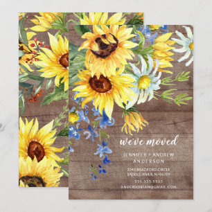 Land Sunflower Bouquet Moving Announge Kaart