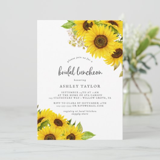 Land Sunflower Bridal Luncheon Kaart (Staand voorkant)
