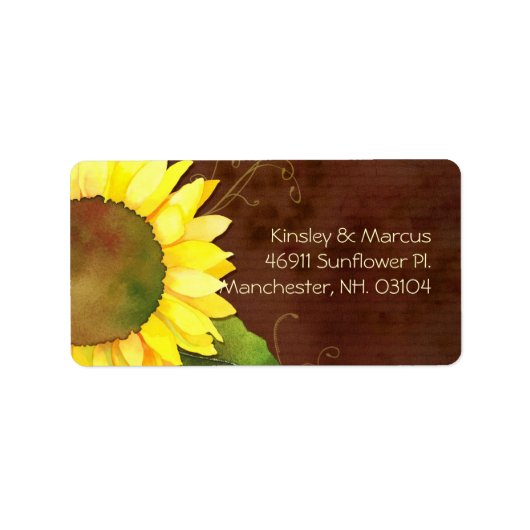 Land Sunflower Brown Weddenschap Etiket (Voorkant)