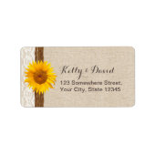 Land Sunflower Burlap Return Address Labels (Voorkant)