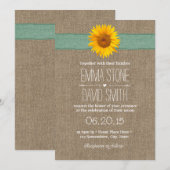 Land Sunflower Burlap Wedding Kaart (Voorkant / Achterkant)
