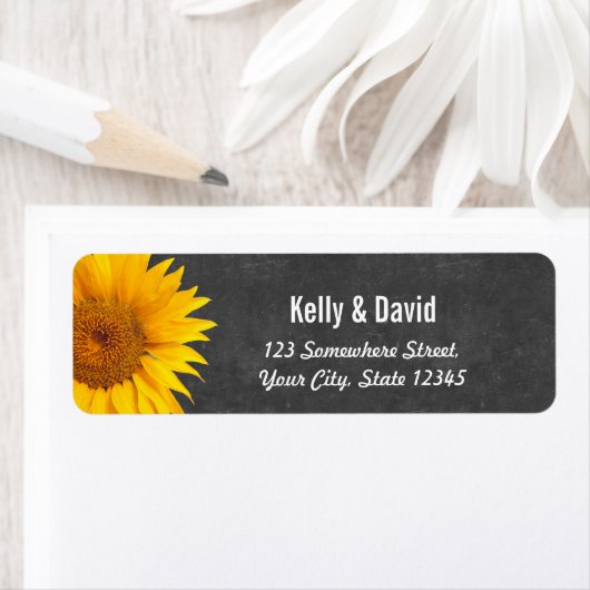 Land Sunflower Chalkboard Return Address Etiket (Insitu)