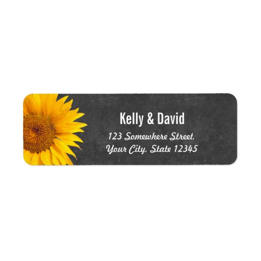 Land Sunflower Chalkboard Return Address Etiket (Voorkant)