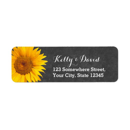Land Sunflower Chalkboard Return Address Etiket (Voorkant)