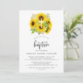 Land Sunflower Cross Baptisme Uitnodiging (Staand voorkant)