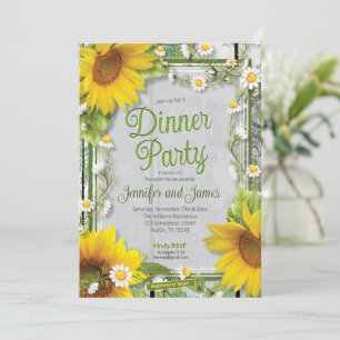 Land Sunflower Daisy Baby shower Dinner Party Kaart