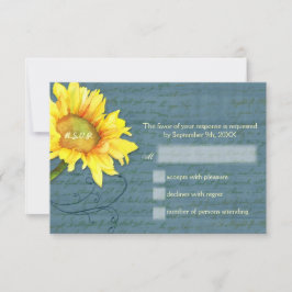 Land Sunflower Dusky Blue Weddenschap RSVP