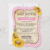 Land Sunflower en Gingham Check Baby shower Kaart (Voorkant)