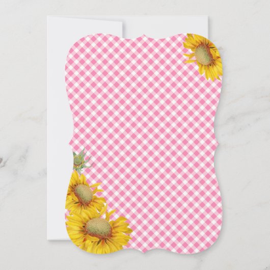 Land Sunflower en Gingham Check Baby shower Kaart (Achterkant)