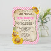 Land Sunflower en Gingham Check Baby shower Kaart (Staand voorkant)
