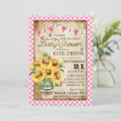Land Sunflower en Gingham Check Baby shower Kaart (Staand voorkant)