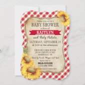 Land Sunflower en Gingham Check Baby shower Kaart (Voorkant)
