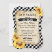 Land Sunflower en Gingham Check Baby shower Kaart (Voorkant)