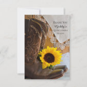 Land Sunflower en Lace Quinceañera Hartelijk dank Bedankkaart (Voorkant)