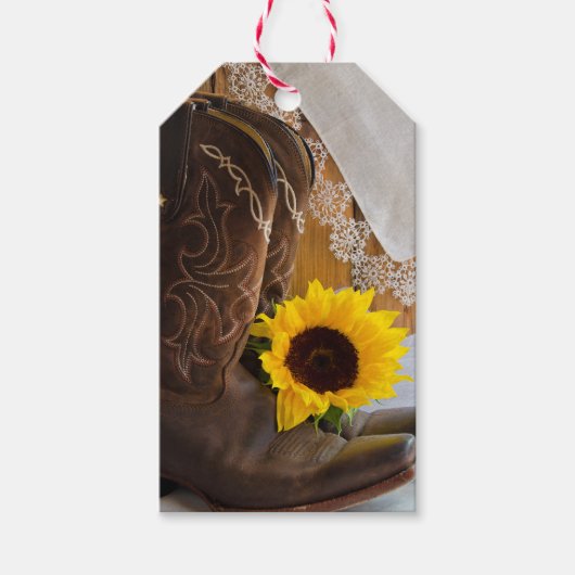 Land Sunflower en Lace Western Quinceañera Cadeaulabel (Voorkant)
