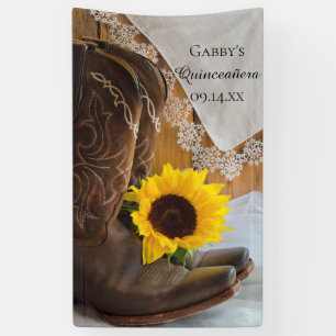 Land Sunflower en Lace Western Quinceañera Spandoek