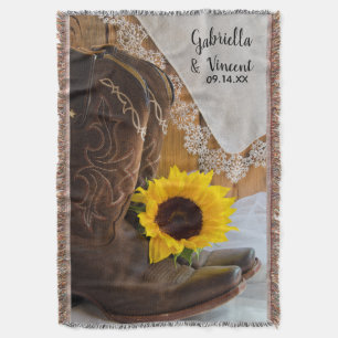 Land Sunflower en Lace Western Wedding Deken