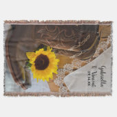 Land Sunflower en Lace Western Wedding Deken (Voorkant)