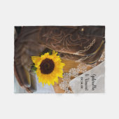 Land Sunflower en Lace Western Wedding Fleece Deken (Voorkant (Horizontaal))