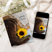 Land Sunflower en Lace Western Wedding Kaart