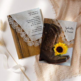 Land Sunflower en Lace Western Wedding Kaart
