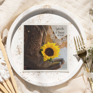 Land Sunflower en Lace Western Wedding Servet
