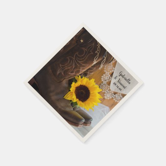 Land Sunflower en Lace Western Wedding Servet (Hoek)