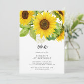 Land Sunflower First Birthday Party Invitation Kaart (Staand voorkant)