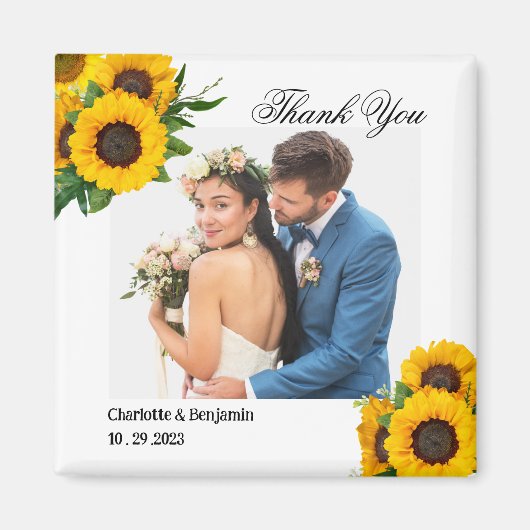 Land Sunflower Foto Weddenschap Favor Gift Magneet (Voorkant)