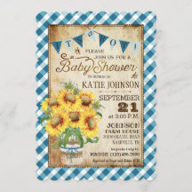 Land Sunflower Gingham Check Boy Baby shower