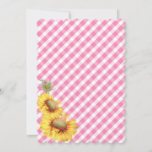 Land Sunflower Gingham Check Girl Baby shower Kaart (Achterkant)