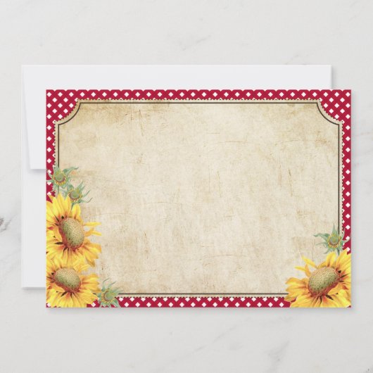 Land Sunflower Gingham Check Rustic Bedankt (Achterkant)