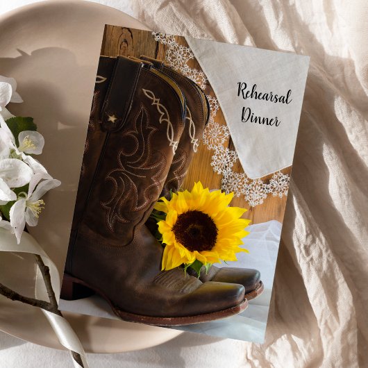 Land Sunflower Lace Weddenschap Rehearsal Dinner Kaart